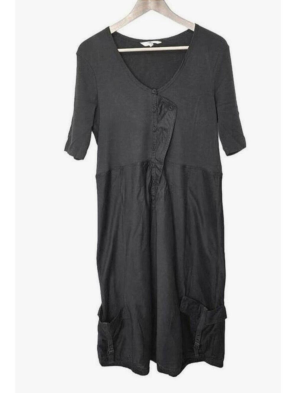 Sandwich Grey Summer Cotton Midi Dress With Utility Pockets XX Lg  Boho